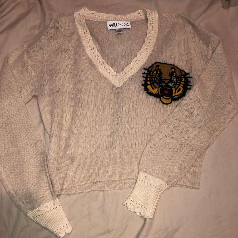 Wildfox Tiger Knit Crop Sweater